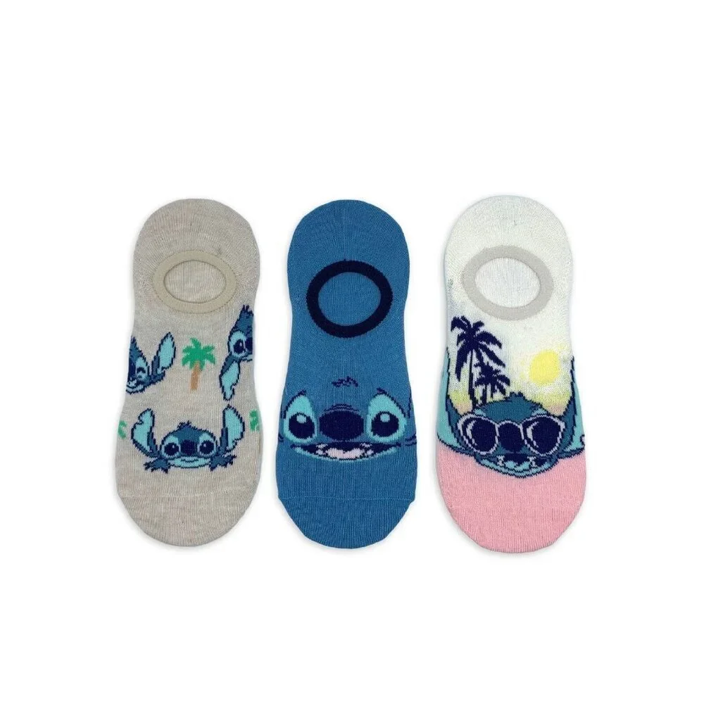 NEW 3 Pairs Disney Stitch Stay Put Liner Socks Women's Shoe Size 4-10 Alien Lot
